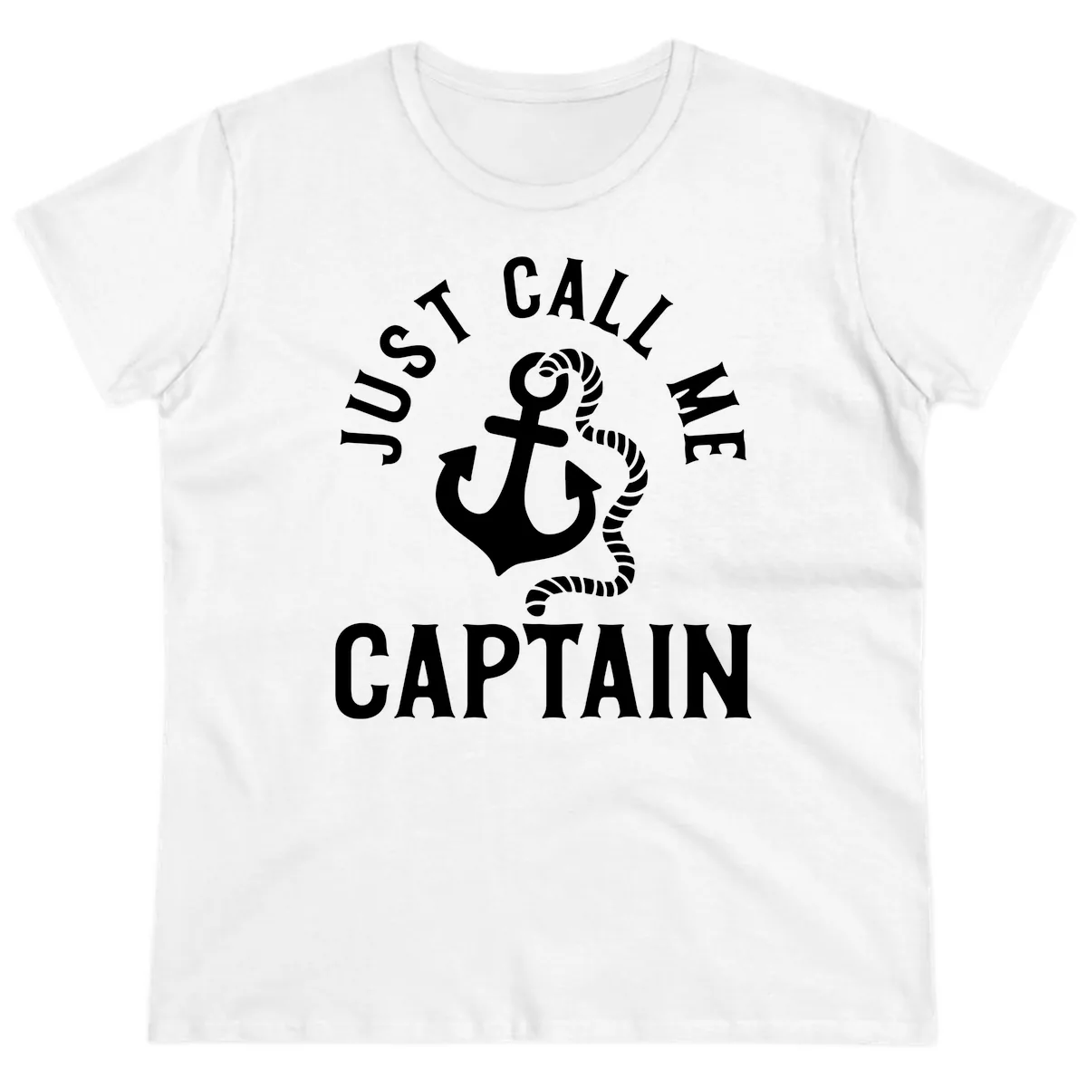 Just Call Me Captain Anchor Design Ladies Tee in White