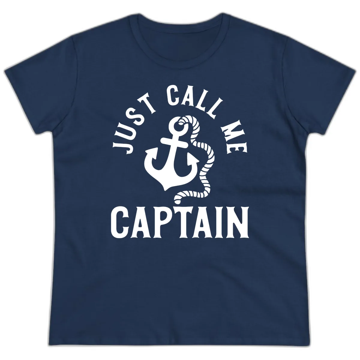 Just Call Me Captain Anchor Design Ladies Tee in Navy