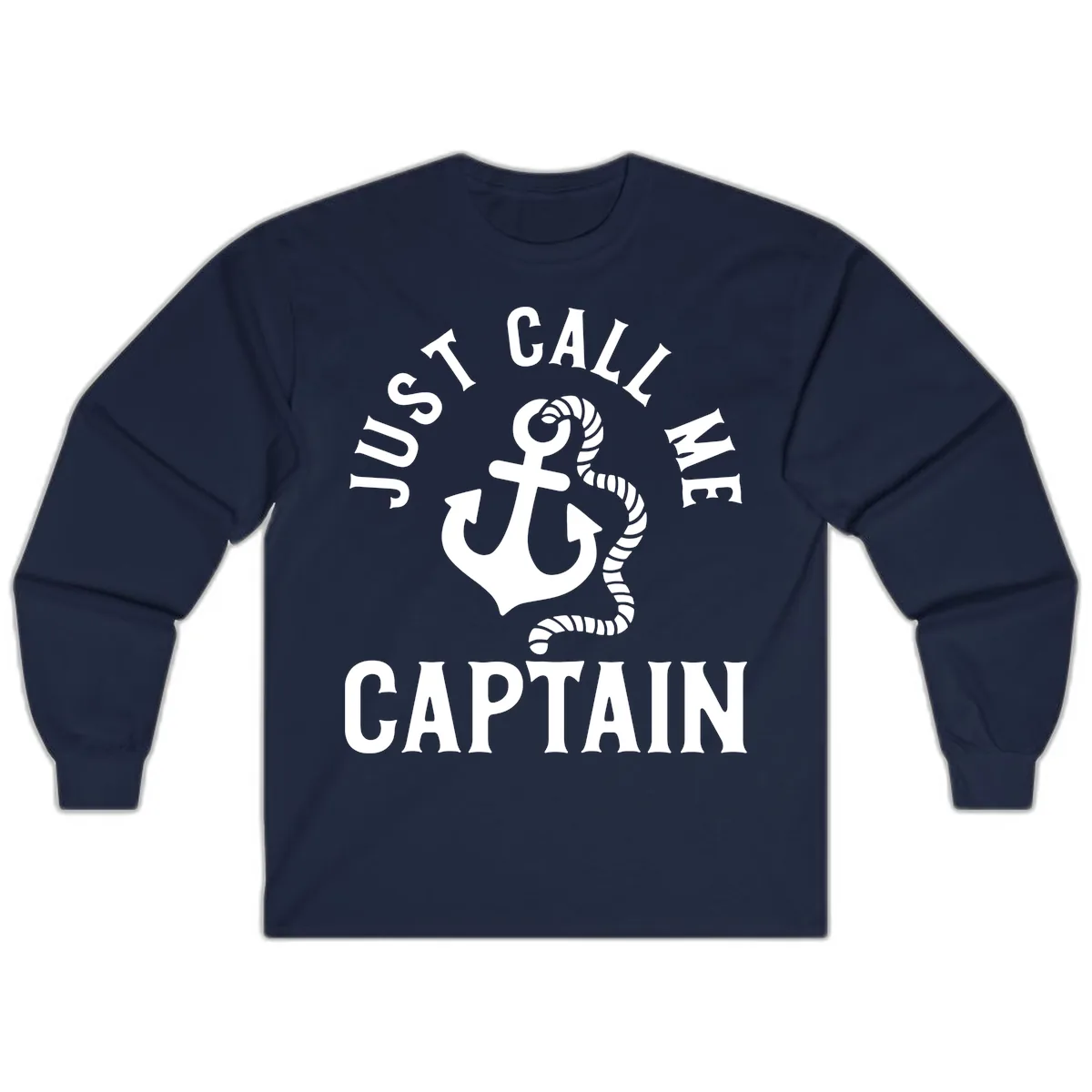 Just Call Me Captain Anchor Design Long Sleeve in Navy