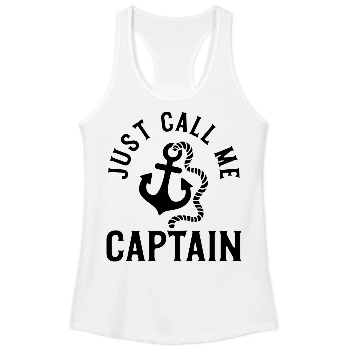 Just Call Me Captain Anchor Design Ladies Tank in White