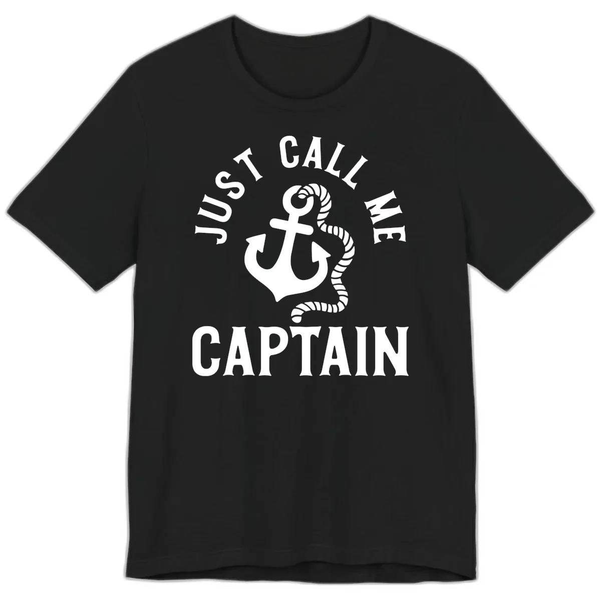 Just Call Me Captain Anchor Design Premium T-Shirt in Black