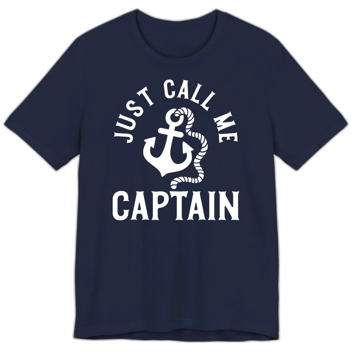 Just Call Me Captain Anchor Design Premium T-Shirt in Navy