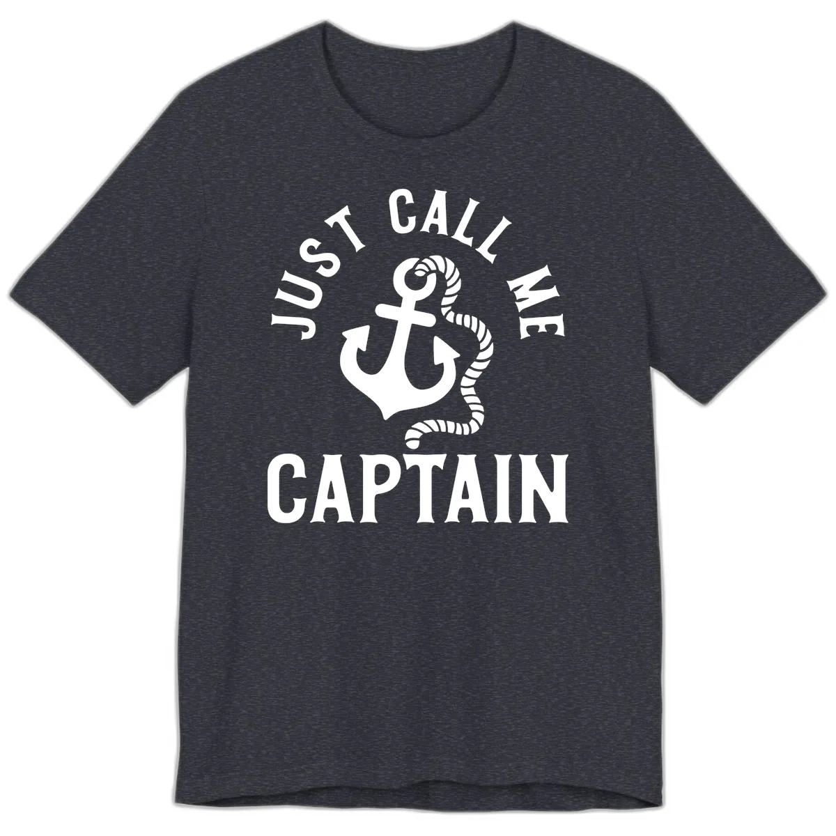 Just Call Me Captain Anchor Design Premium T-Shirt in Heather Navy