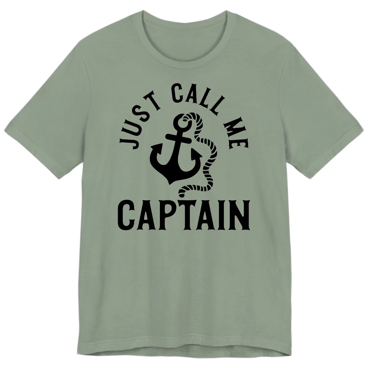 Just Call Me Captain Anchor Design Premium T-Shirt in Sage