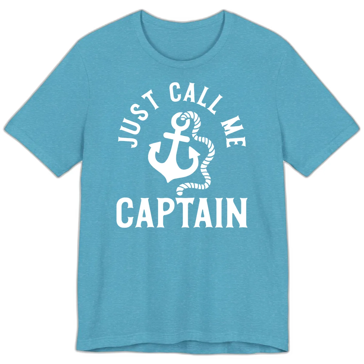 Just Call Me Captain Anchor Design Premium T-Shirt in Heather Aqua