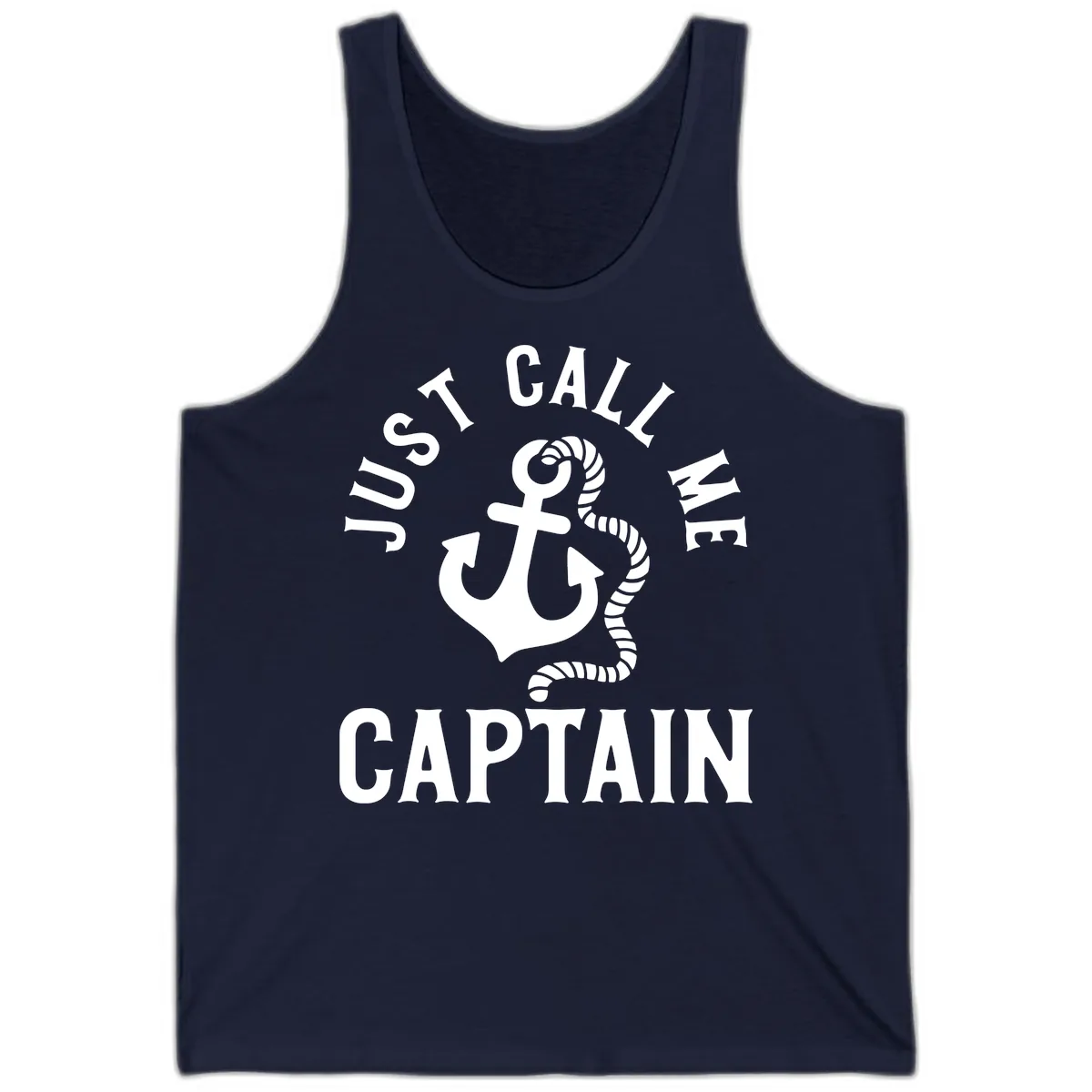 Just Call Me Captain Anchor Design Tank in Navy