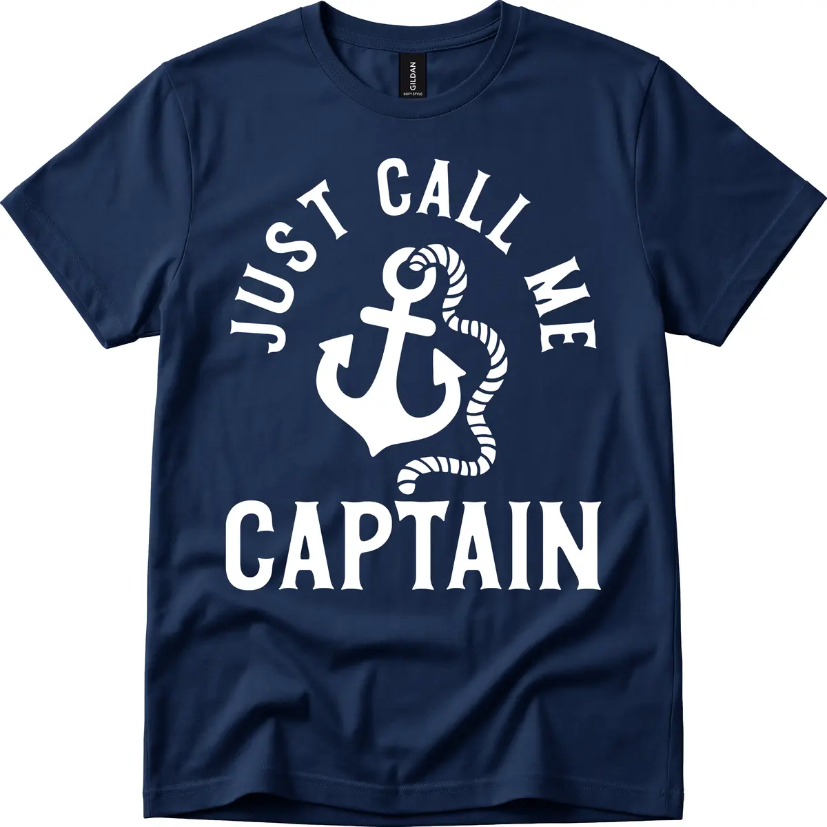 Just Call Me Captain Anchor Design T-Shirt in Navy