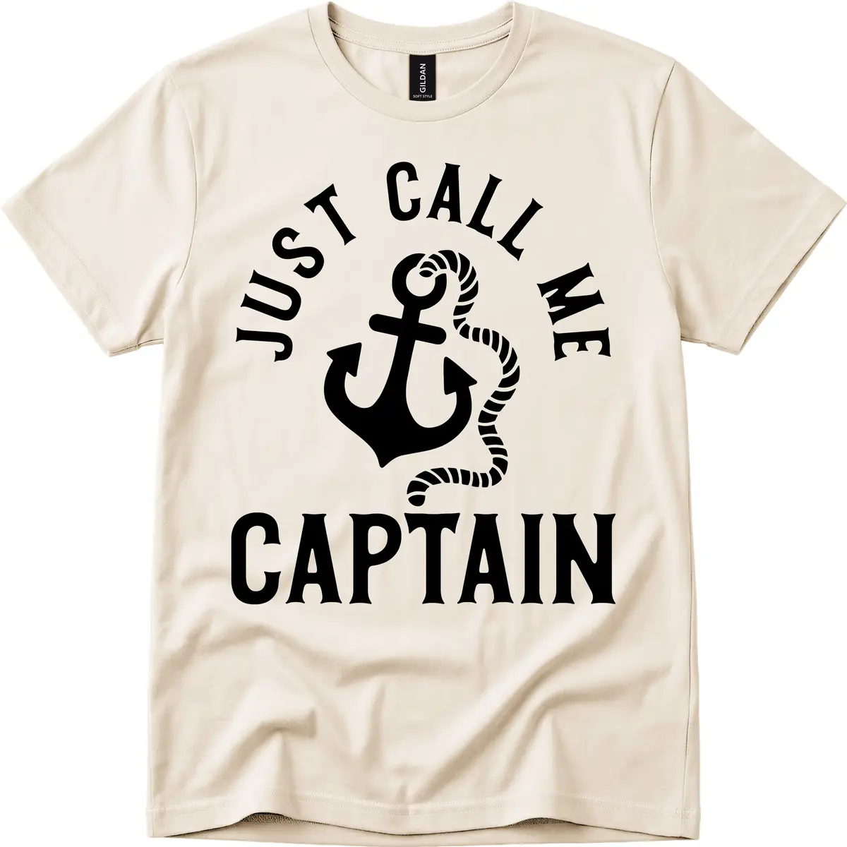 Just Call Me Captain Anchor Design T-Shirt in Natural