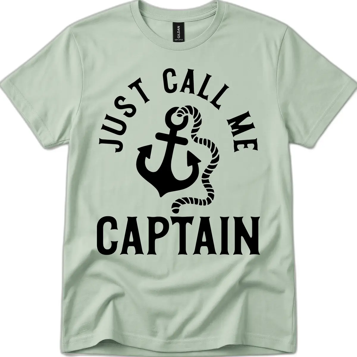 Just Call Me Captain Anchor Design T-Shirt in Sage