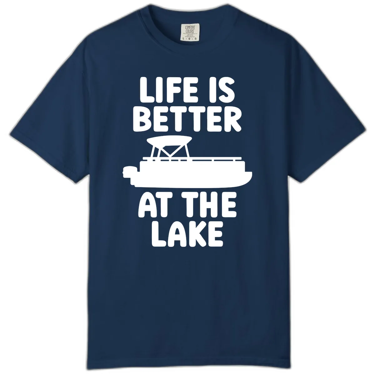 Life Is Better At The Lake Pontoon Design Comfort Color in Navy