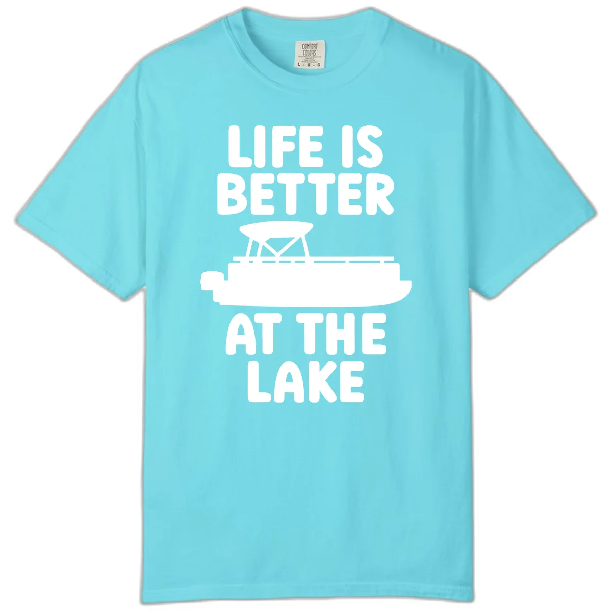 Life Is Better At The Lake Pontoon Design Comfort Color in Lagoon Blue