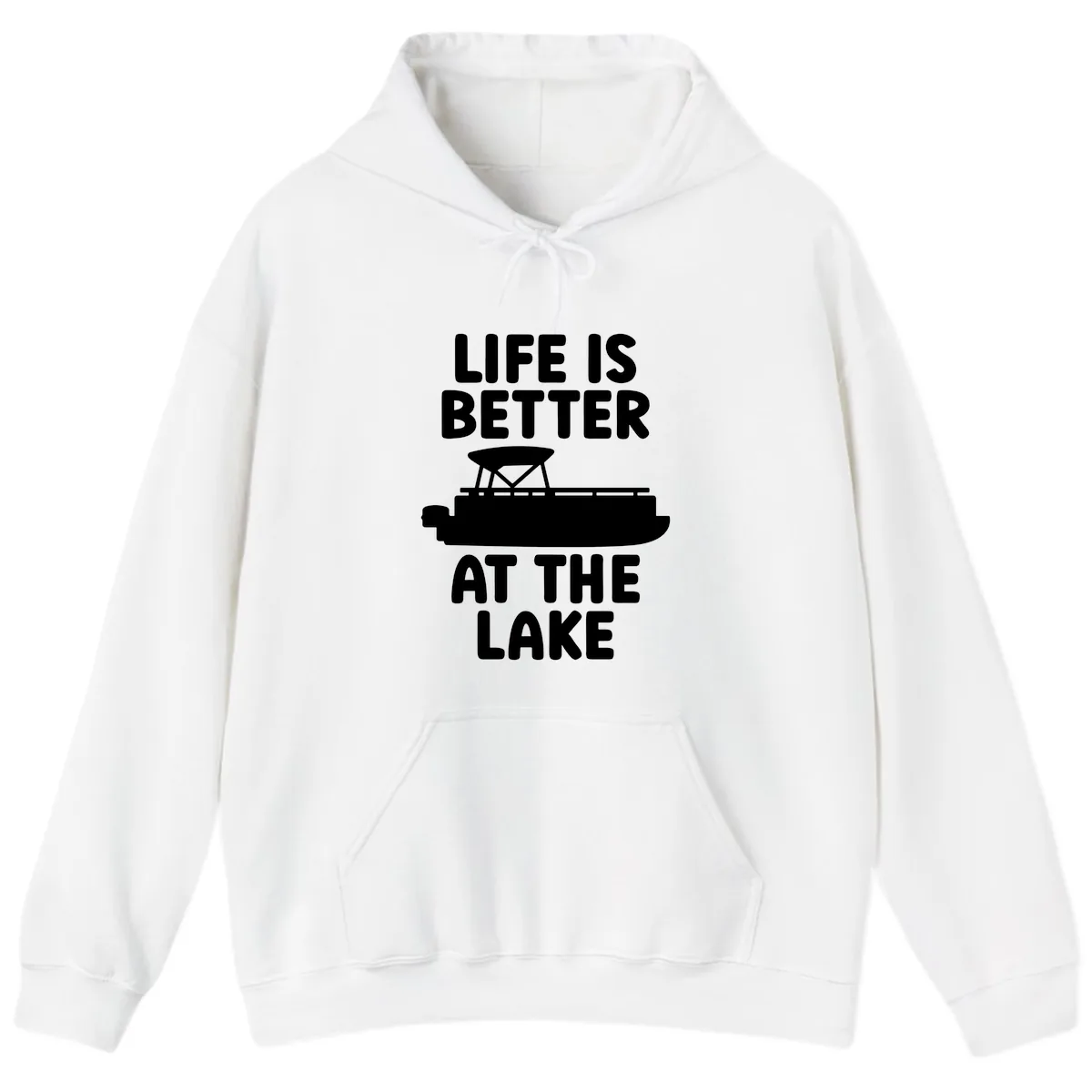 Life Is Better At The Lake Pontoon Design Hoodie in White