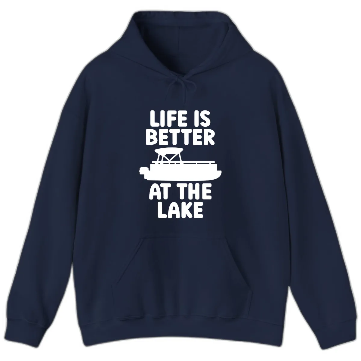Life Is Better At The Lake Pontoon Design Hoodie in Navy