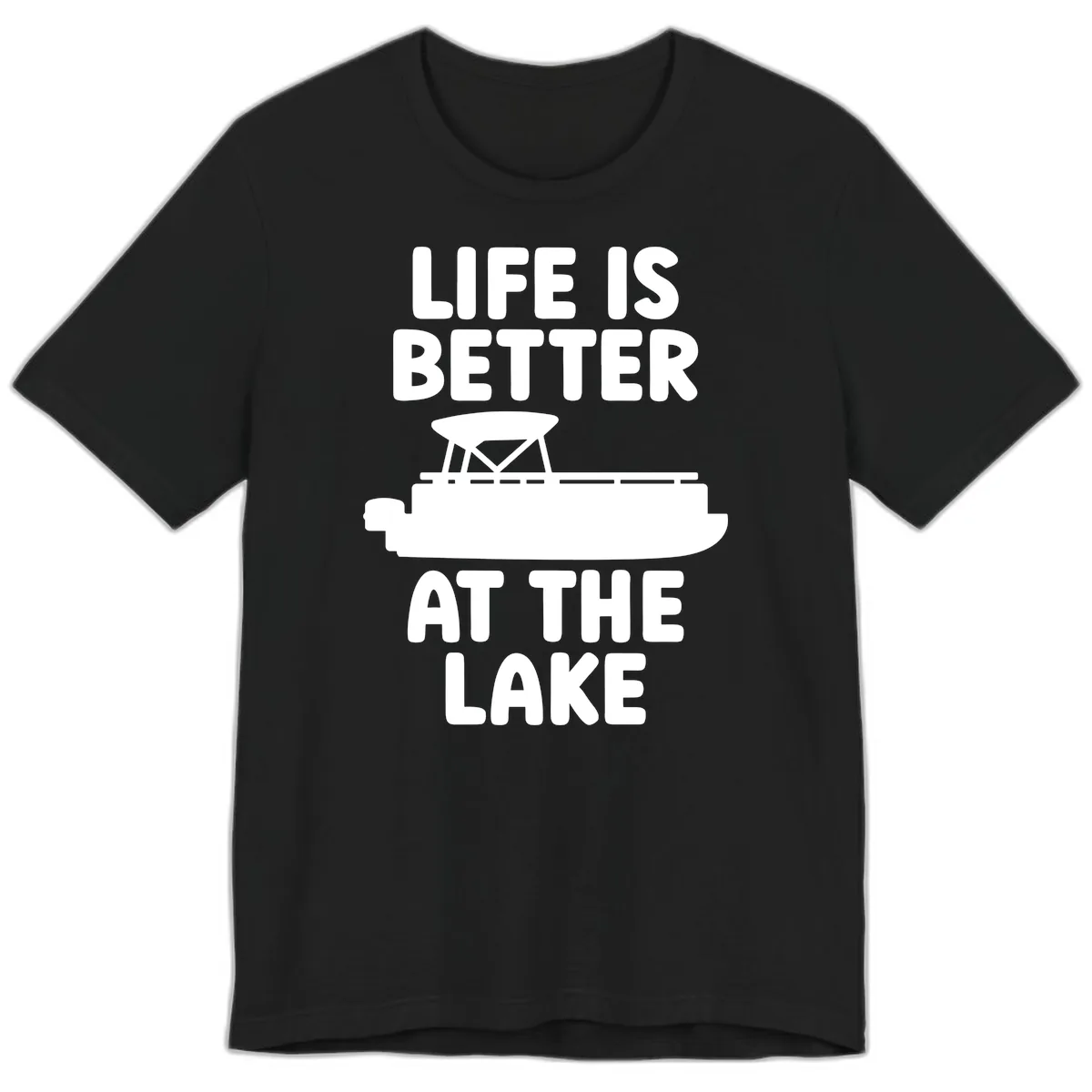 Life Is Better At The Lake Pontoon Design Premium T-Shirt in Black