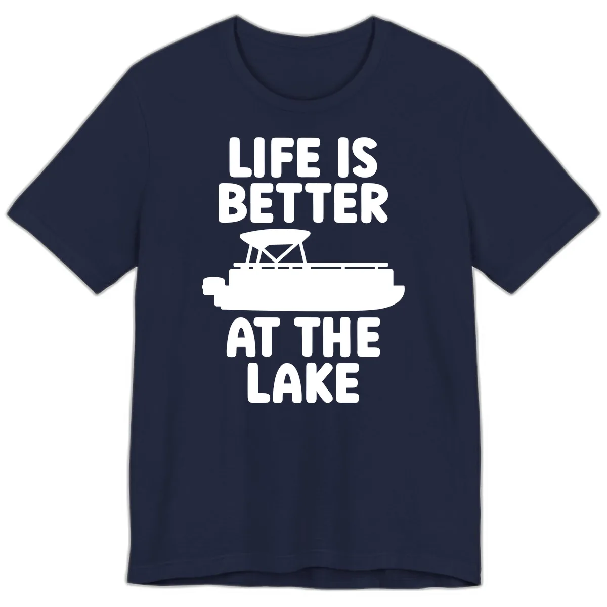 Life Is Better At The Lake Pontoon Design Premium T-Shirt in Navy