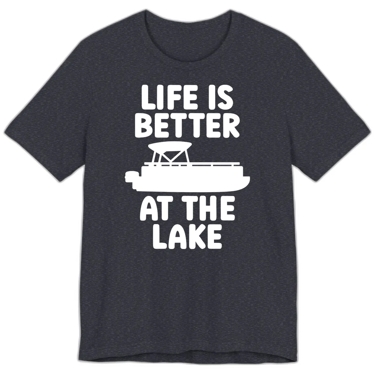 Life Is Better At The Lake Pontoon Design Premium T-Shirt in Heather Navy
