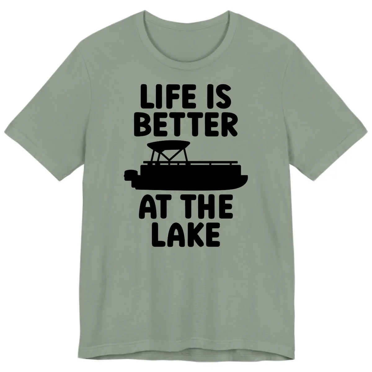 Life Is Better At The Lake Pontoon Design Premium T-Shirt in Sage