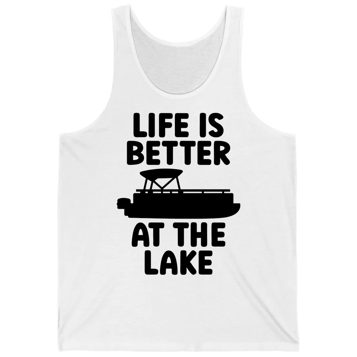 Life Is Better At The Lake Pontoon Design Tank in White