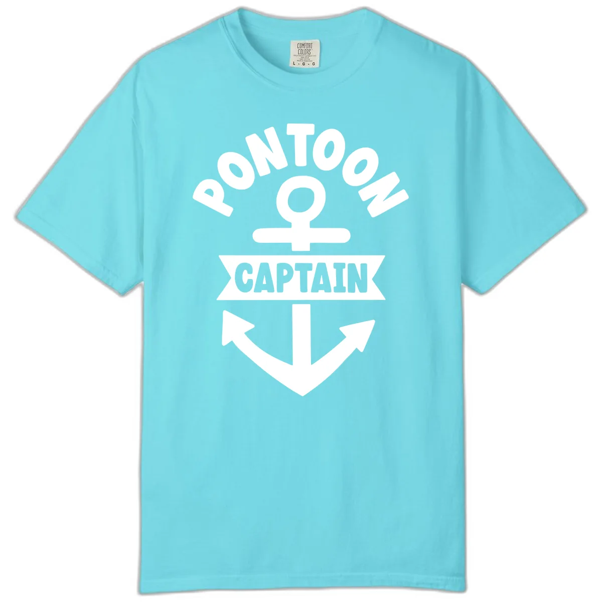 Pontoon Captain Anchor Emblem Comfort Color in Lagoon Blue
