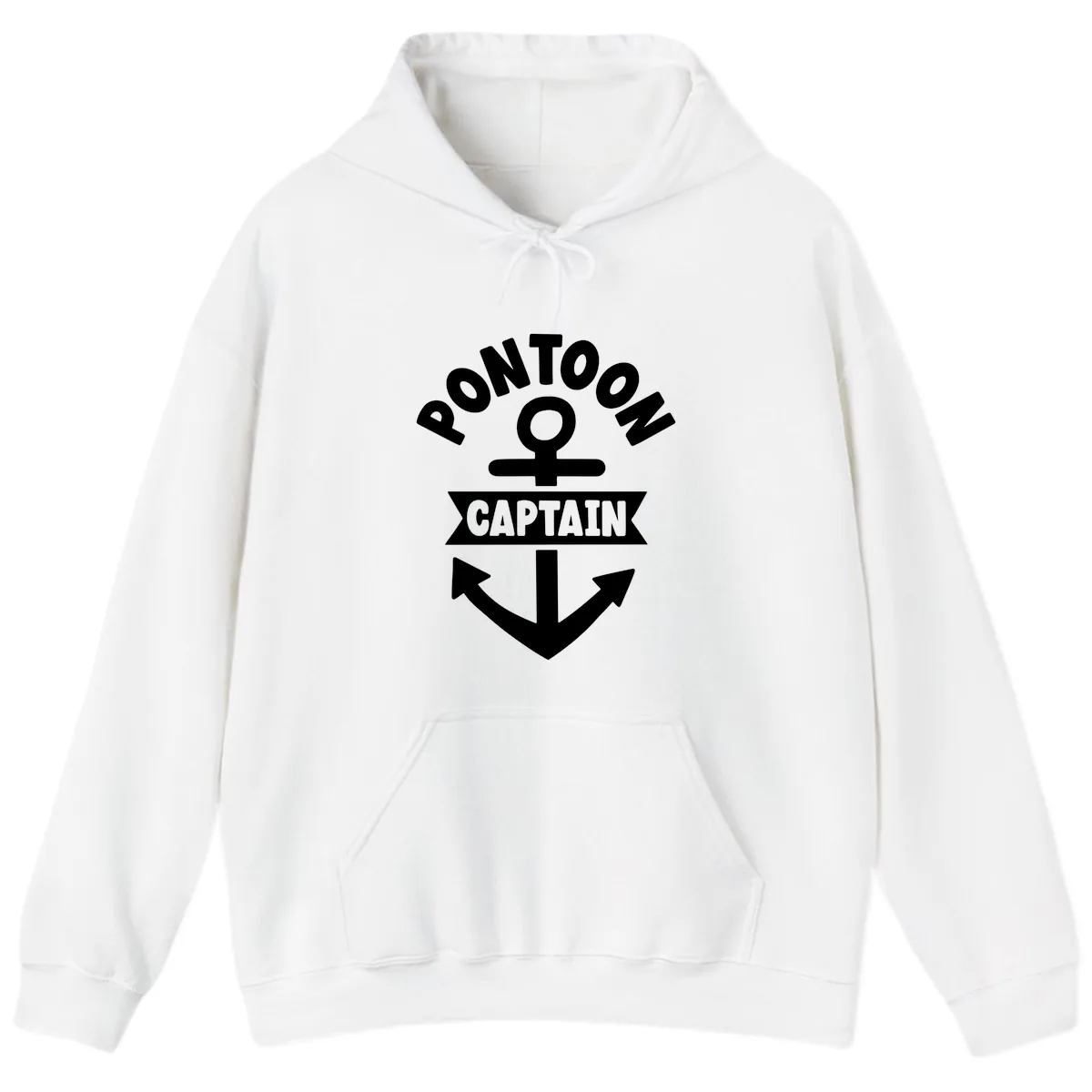 Pontoon Captain Anchor Emblem Hoodie in White