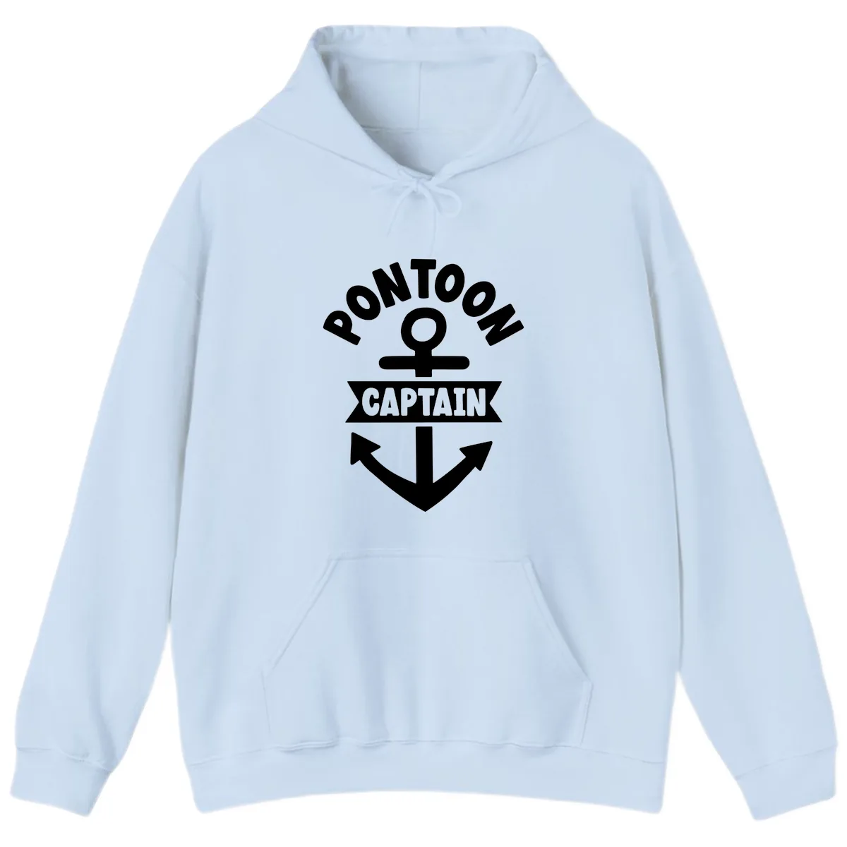Pontoon Captain Anchor Emblem Hoodie in Light Blue
