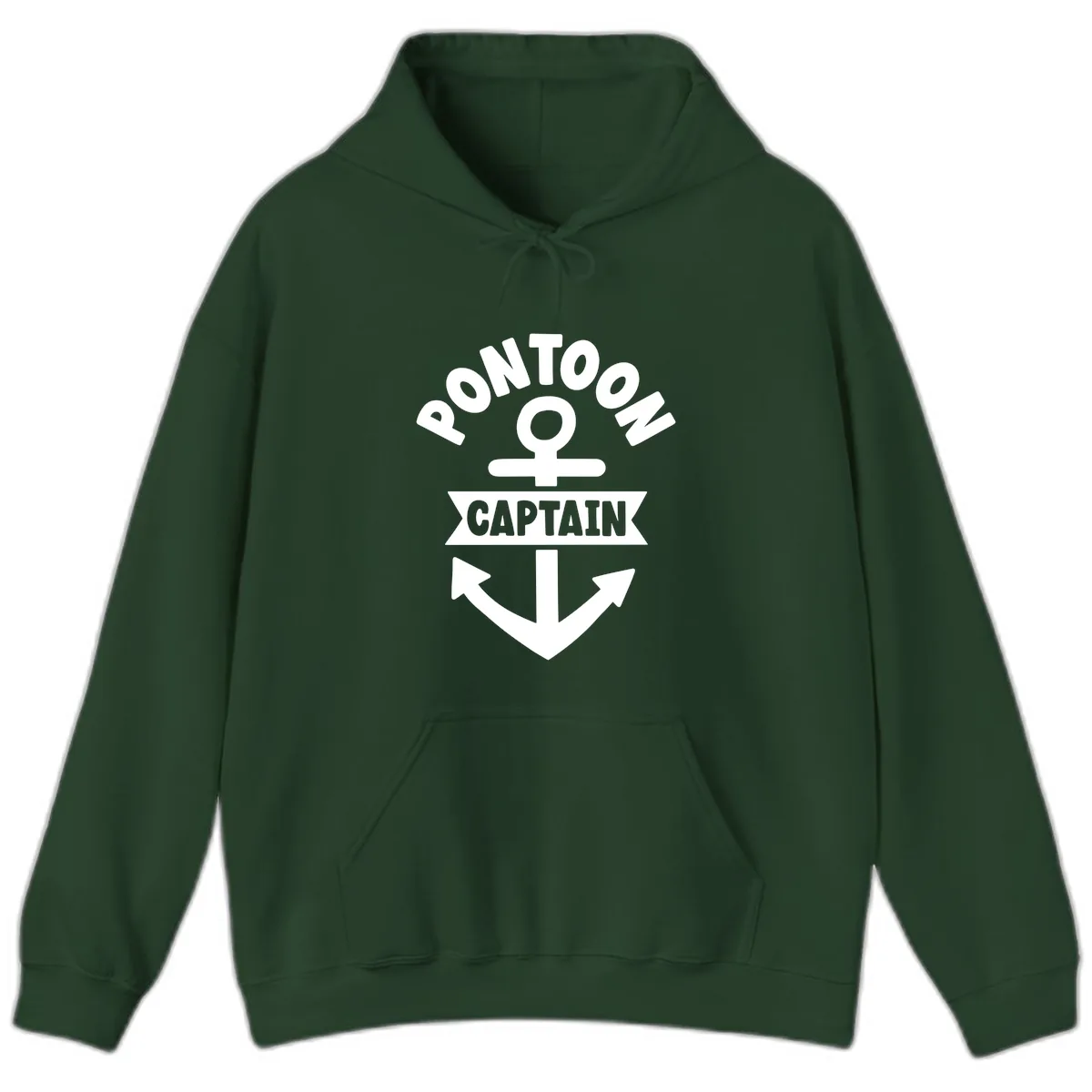 Pontoon Captain Anchor Emblem Hoodie in Forest Green