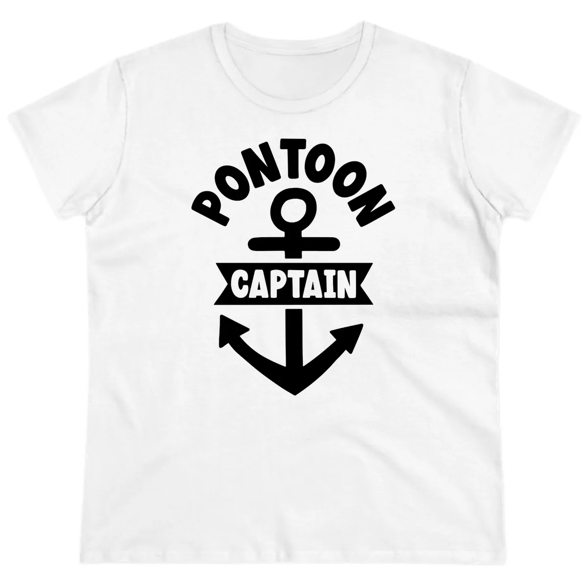 Pontoon Captain Anchor Emblem Ladies Tee in White