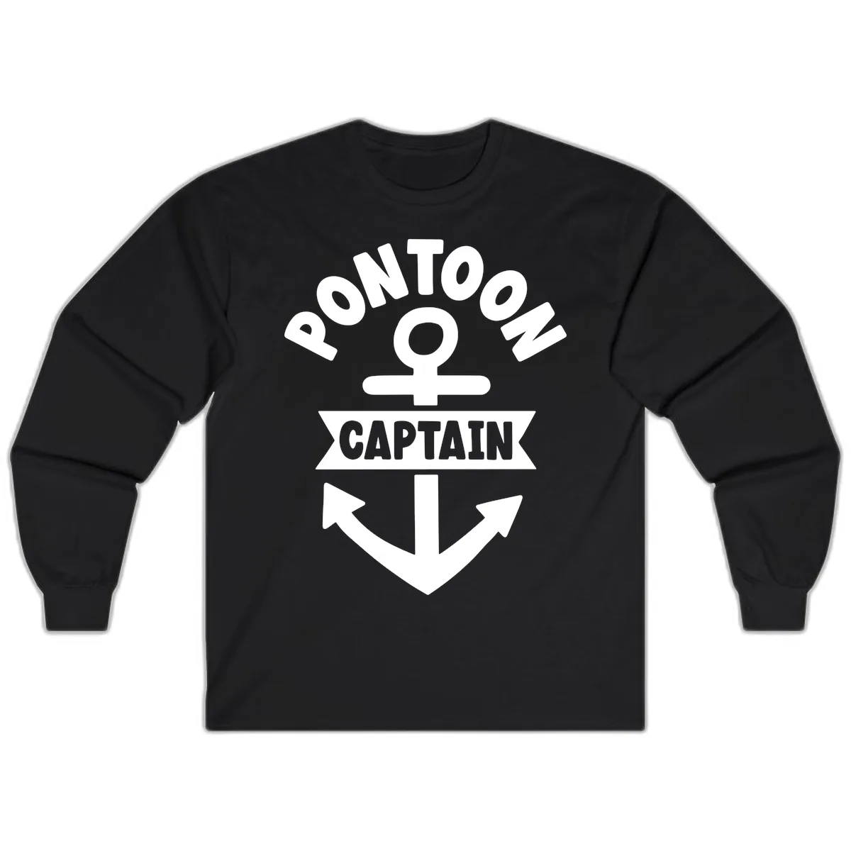 Pontoon Captain Anchor Emblem Long Sleeve in Black