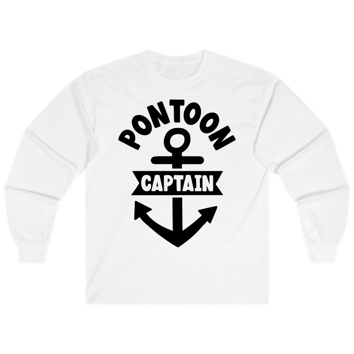 Pontoon Captain Anchor Emblem Long Sleeve in White