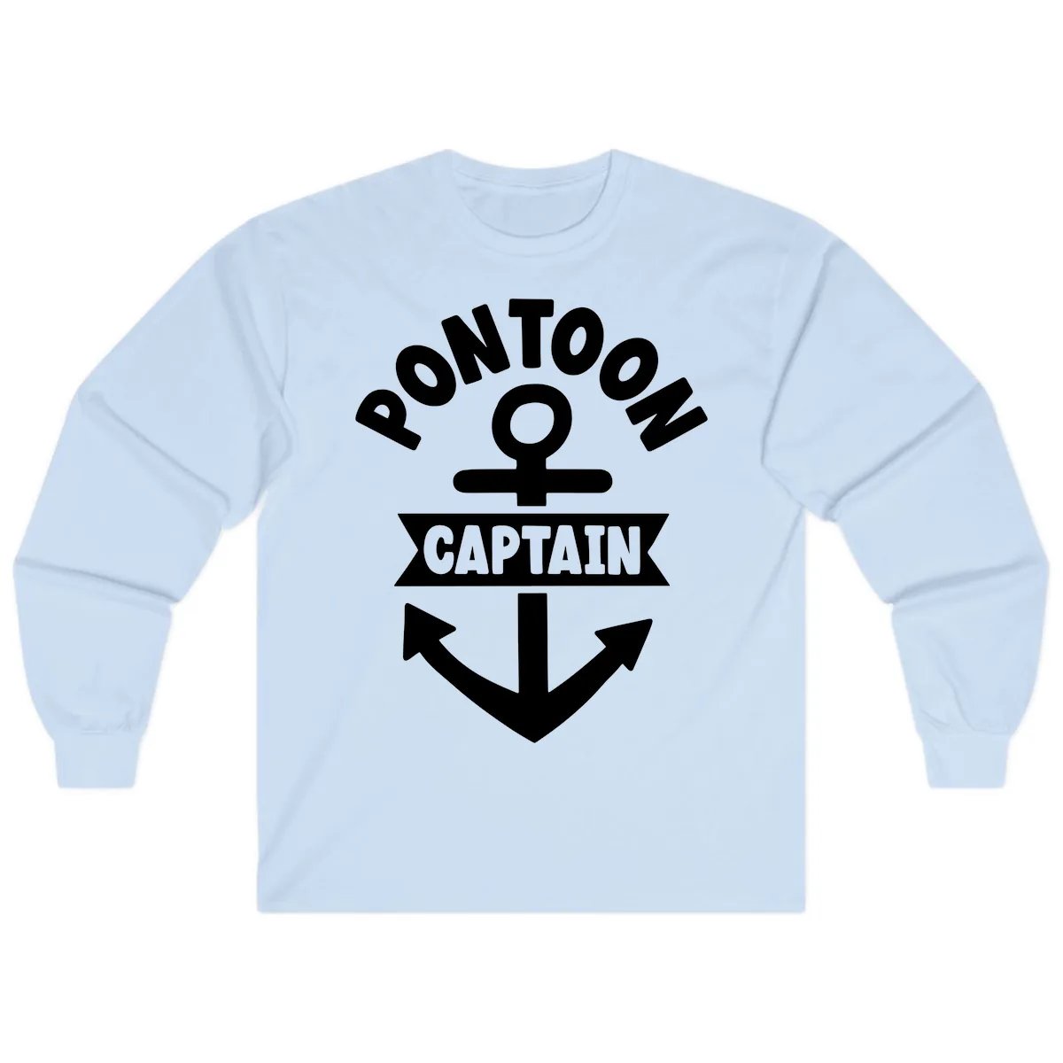 Pontoon Captain Anchor Emblem Long Sleeve in Light Blue
