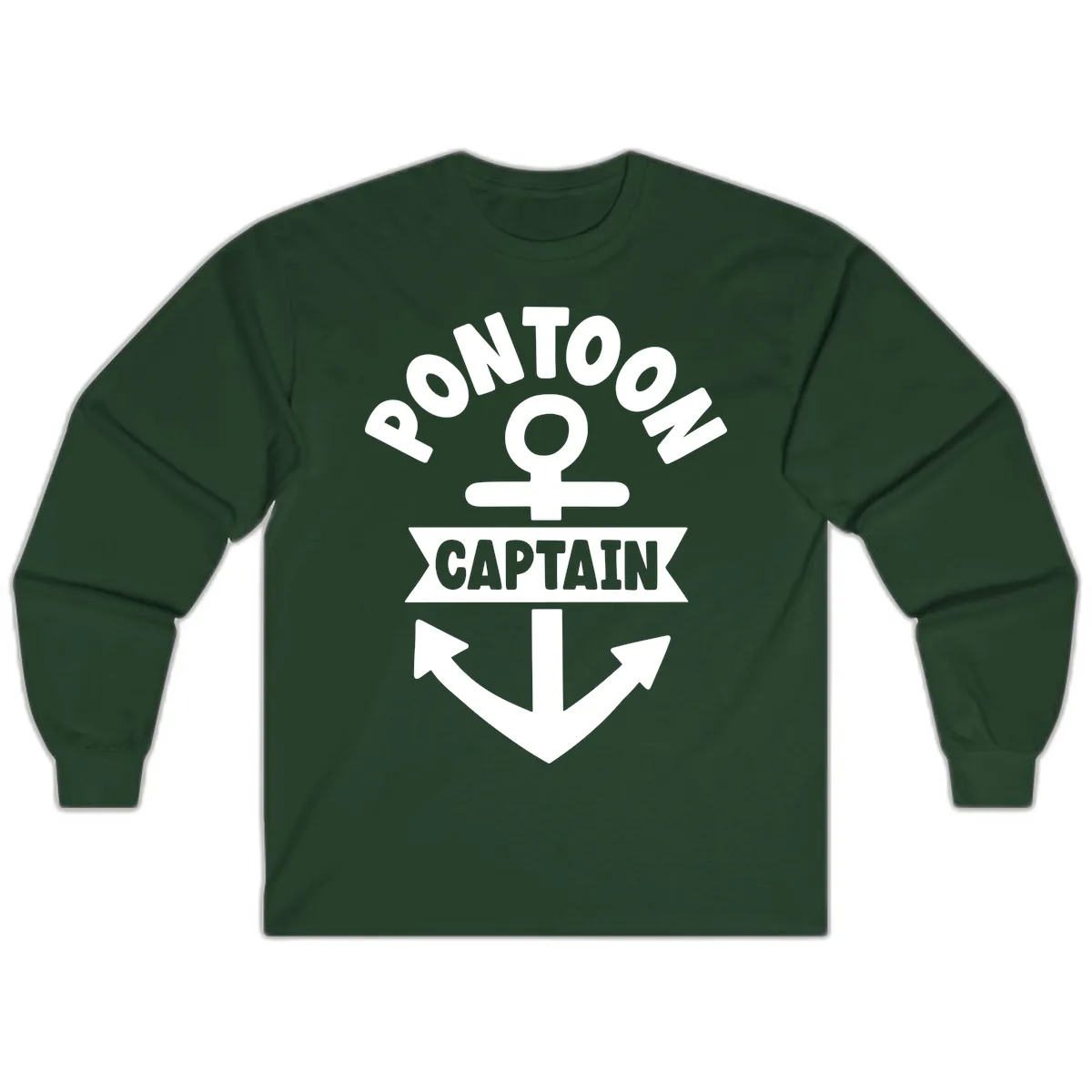 Pontoon Captain Anchor Emblem Long Sleeve in Forest Green