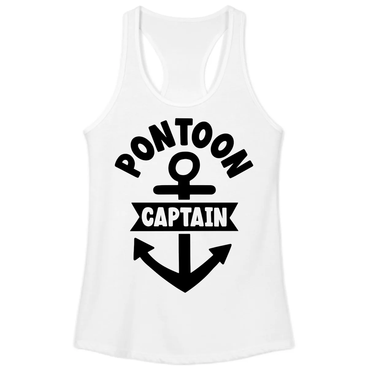 Pontoon Captain Anchor Emblem Ladies Tank in White