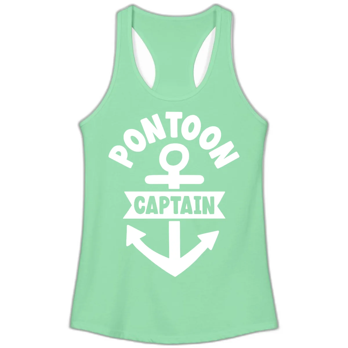 Pontoon Captain Anchor Emblem Ladies Tank in Solid Mint