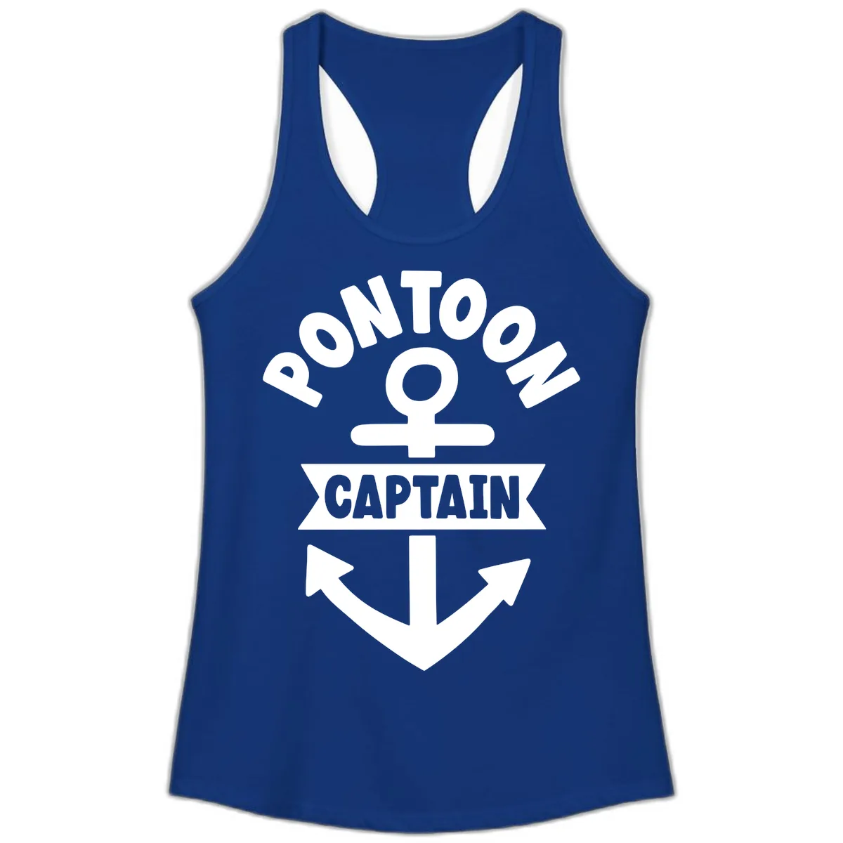 Pontoon Captain Anchor Emblem Ladies Tank in Solid Royal