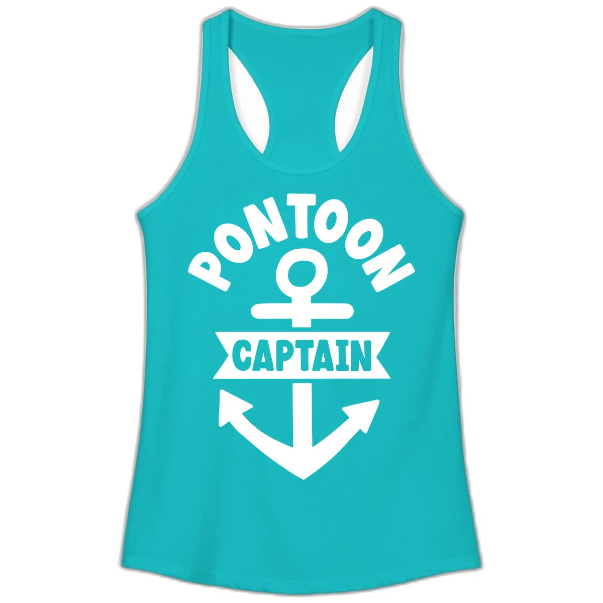 Pontoon Captain Anchor Emblem Ladies Tank in Tahiti Blue