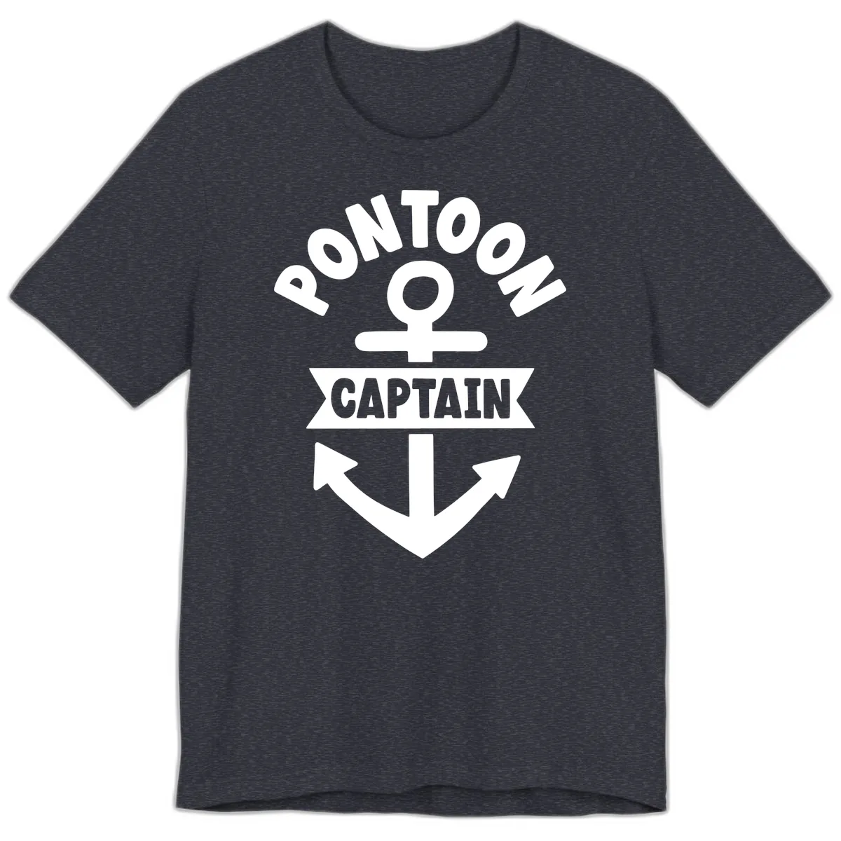 Pontoon Captain Anchor Emblem Premium T-Shirt in Heather Navy