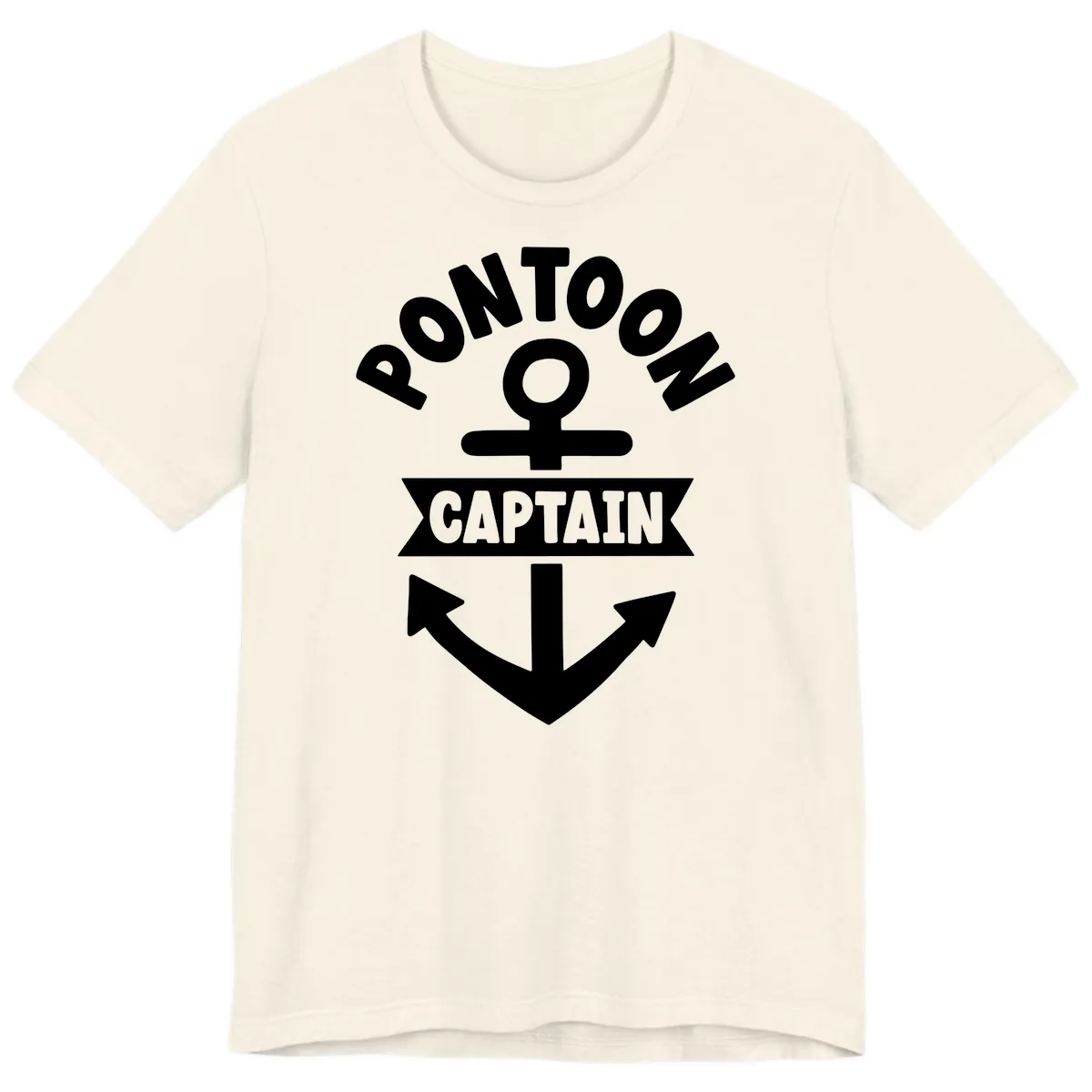 Pontoon Captain Anchor Emblem Premium T-Shirt in Natural