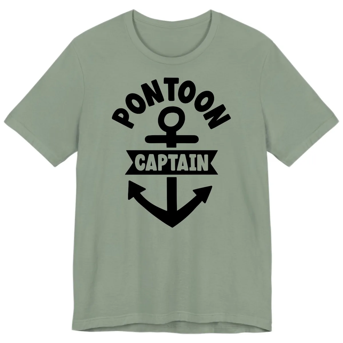 Pontoon Captain Anchor Emblem Premium T-Shirt in Sage