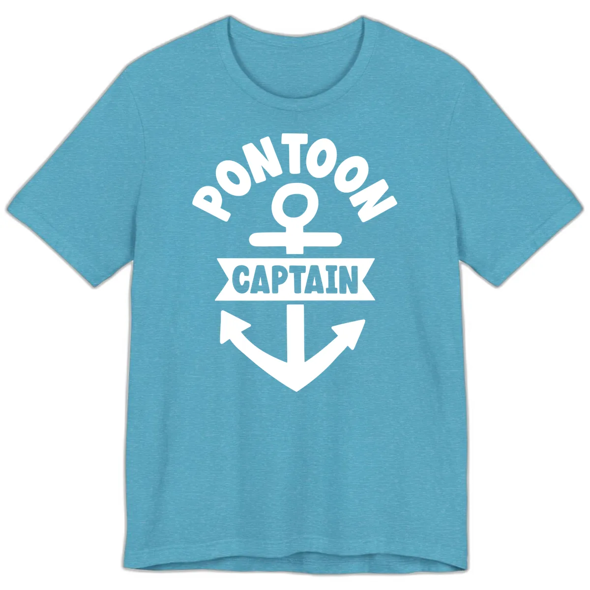 Pontoon Captain Anchor Emblem Premium T-Shirt in Heather Aqua