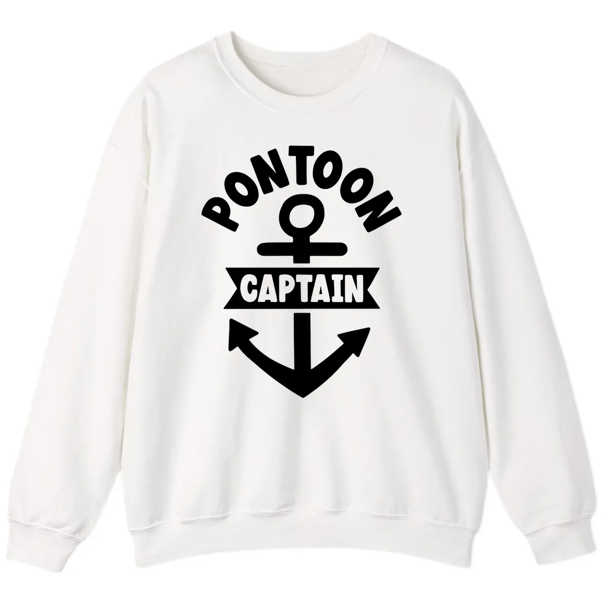 Pontoon Captain Anchor Emblem Sweatshirt in White