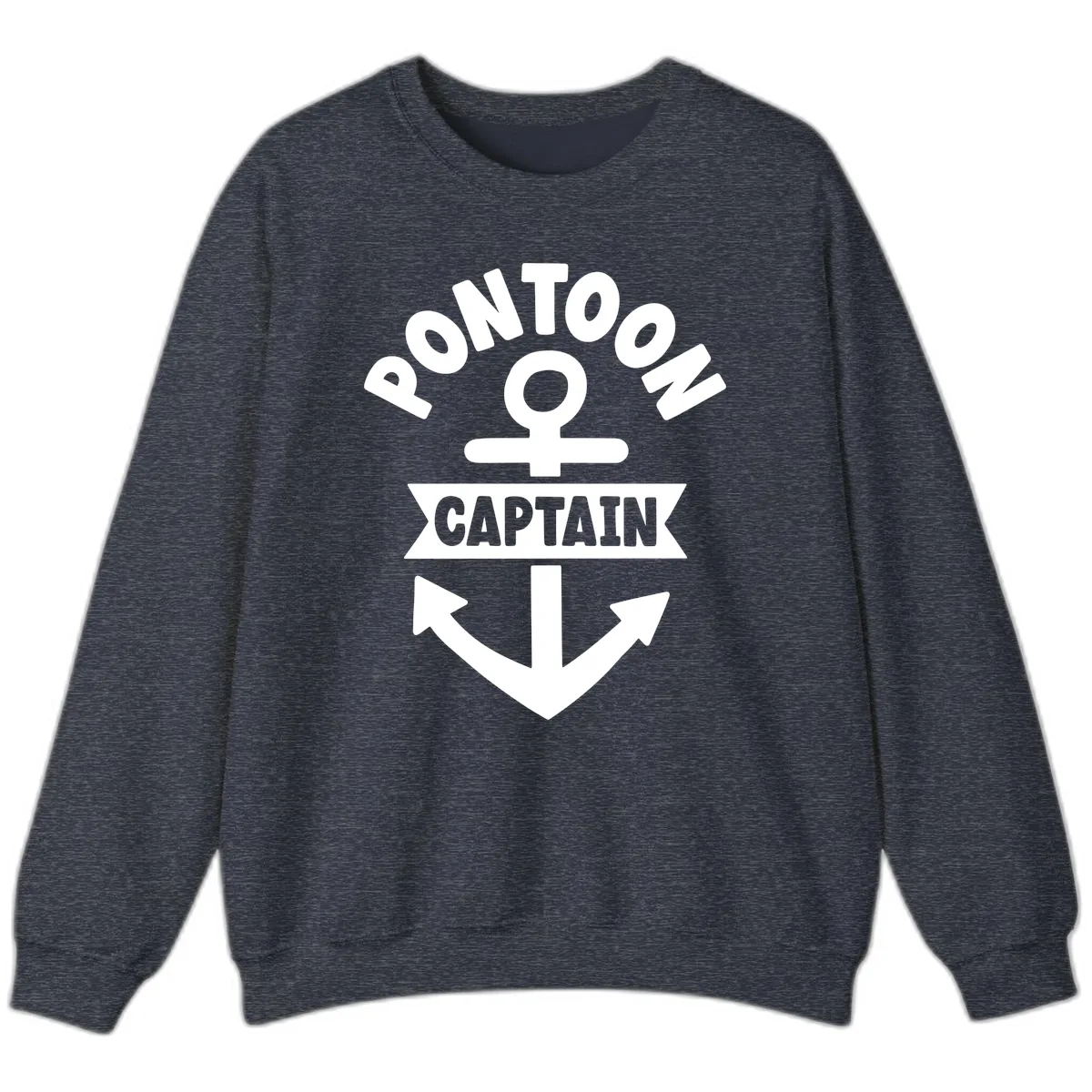 Pontoon Captain Anchor Emblem Sweatshirt in Heather Sport Dark Navy