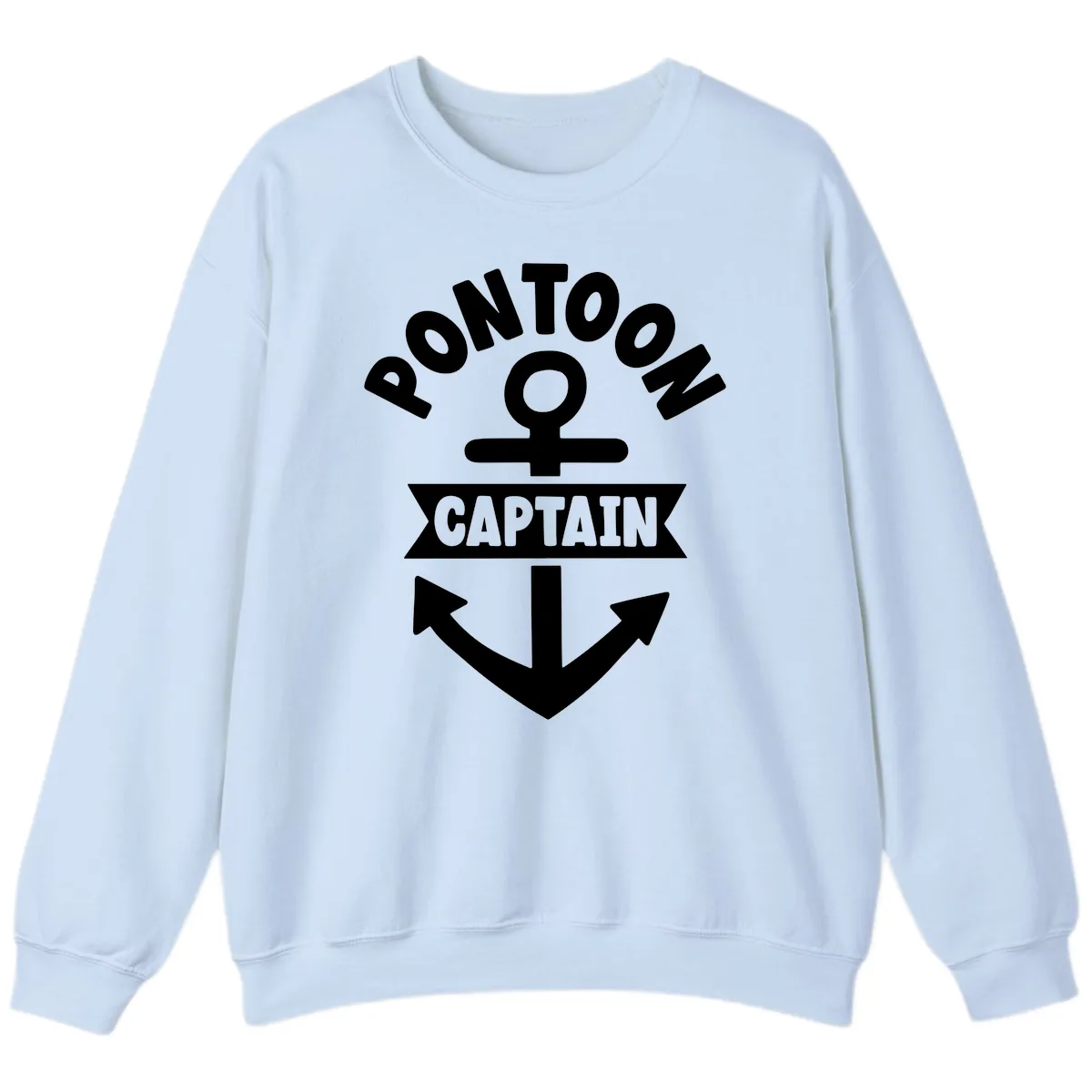 Pontoon Captain Anchor Emblem Sweatshirt in Light Blue