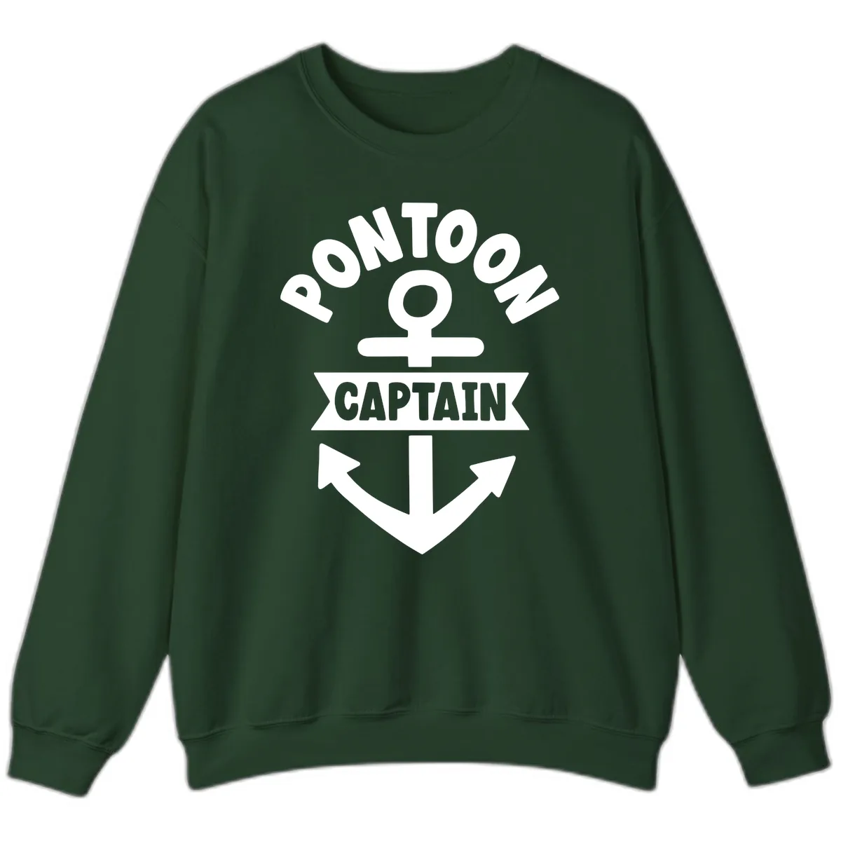 Pontoon Captain Anchor Emblem Sweatshirt in Forest Green