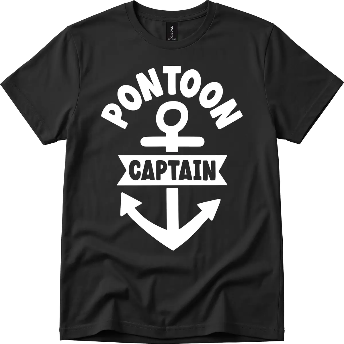 Pontoon Captain Anchor Emblem T-Shirt in Black