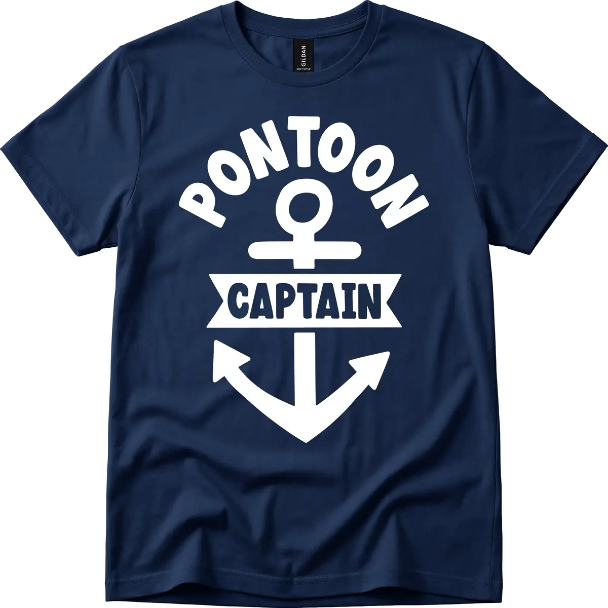 Pontoon Captain Anchor Emblem T-Shirt in Navy