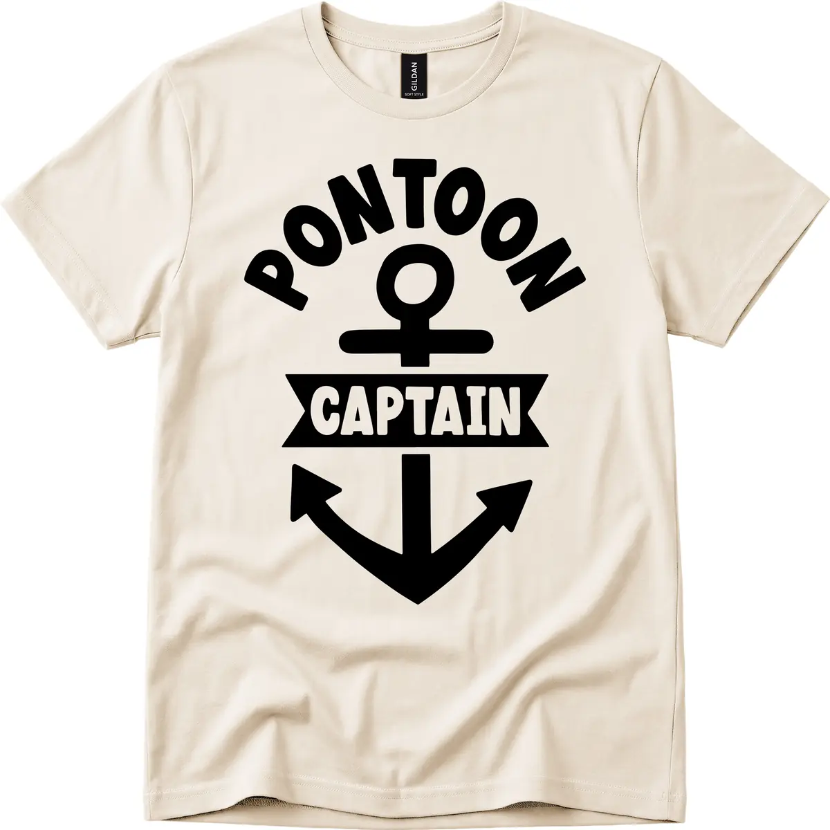 Pontoon Captain Anchor Emblem T-Shirt in Natural