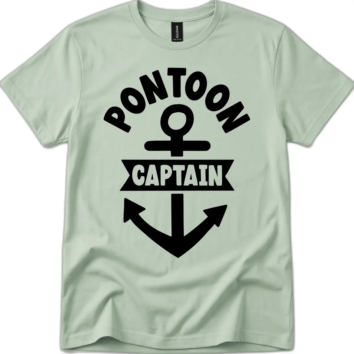 Pontoon Captain Anchor Emblem T-Shirt in Sage