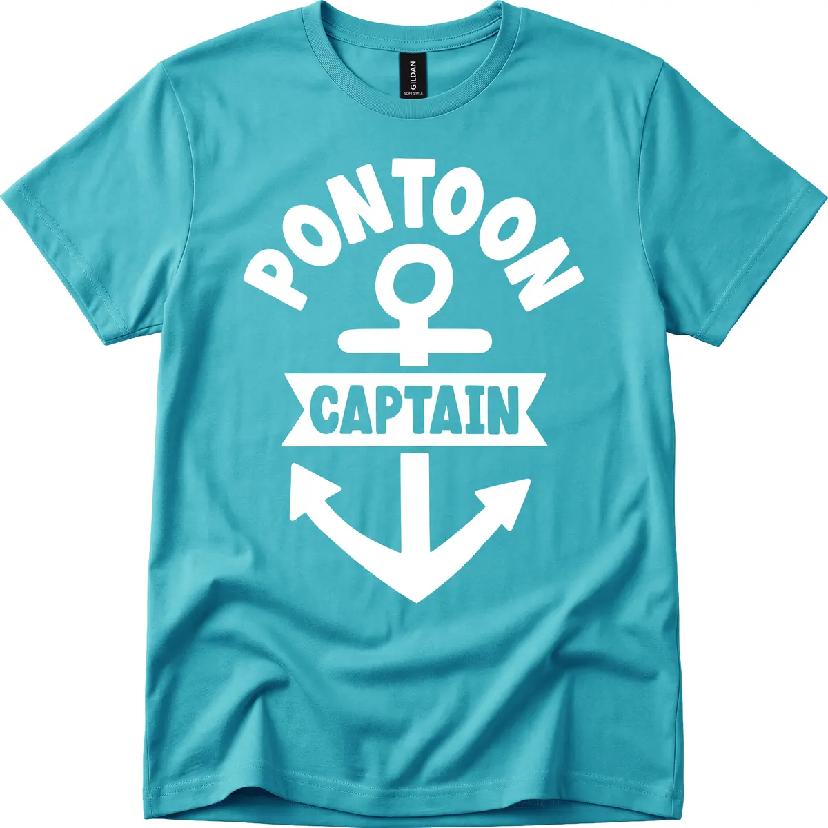 Pontoon Captain Anchor Emblem T-Shirt in Tropical Blue