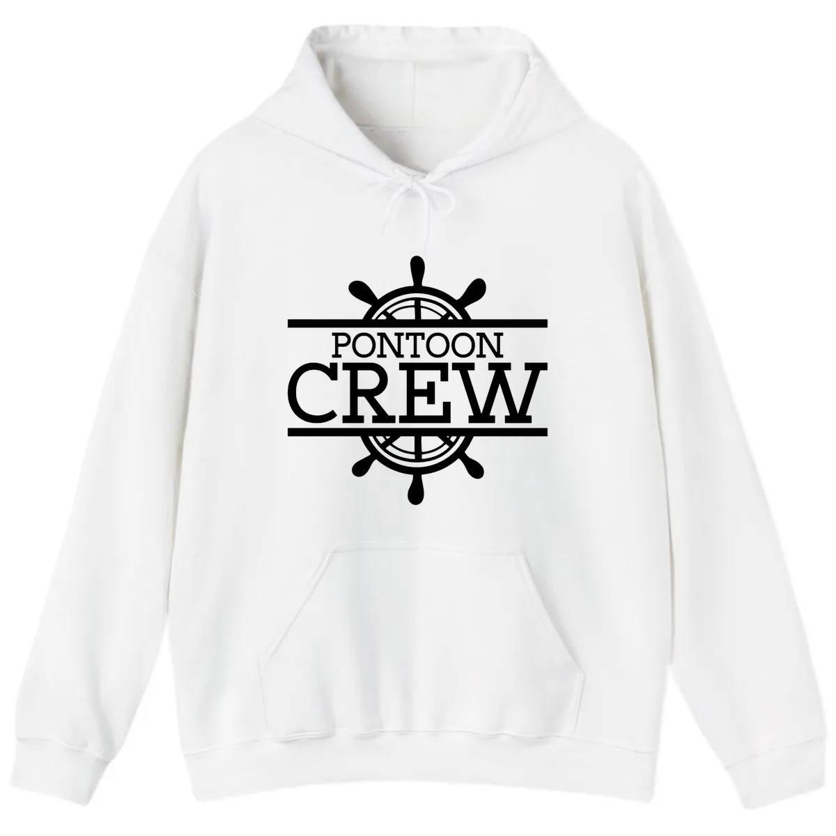 Pontoon Crew Nautical Helm Design Hoodie in White
