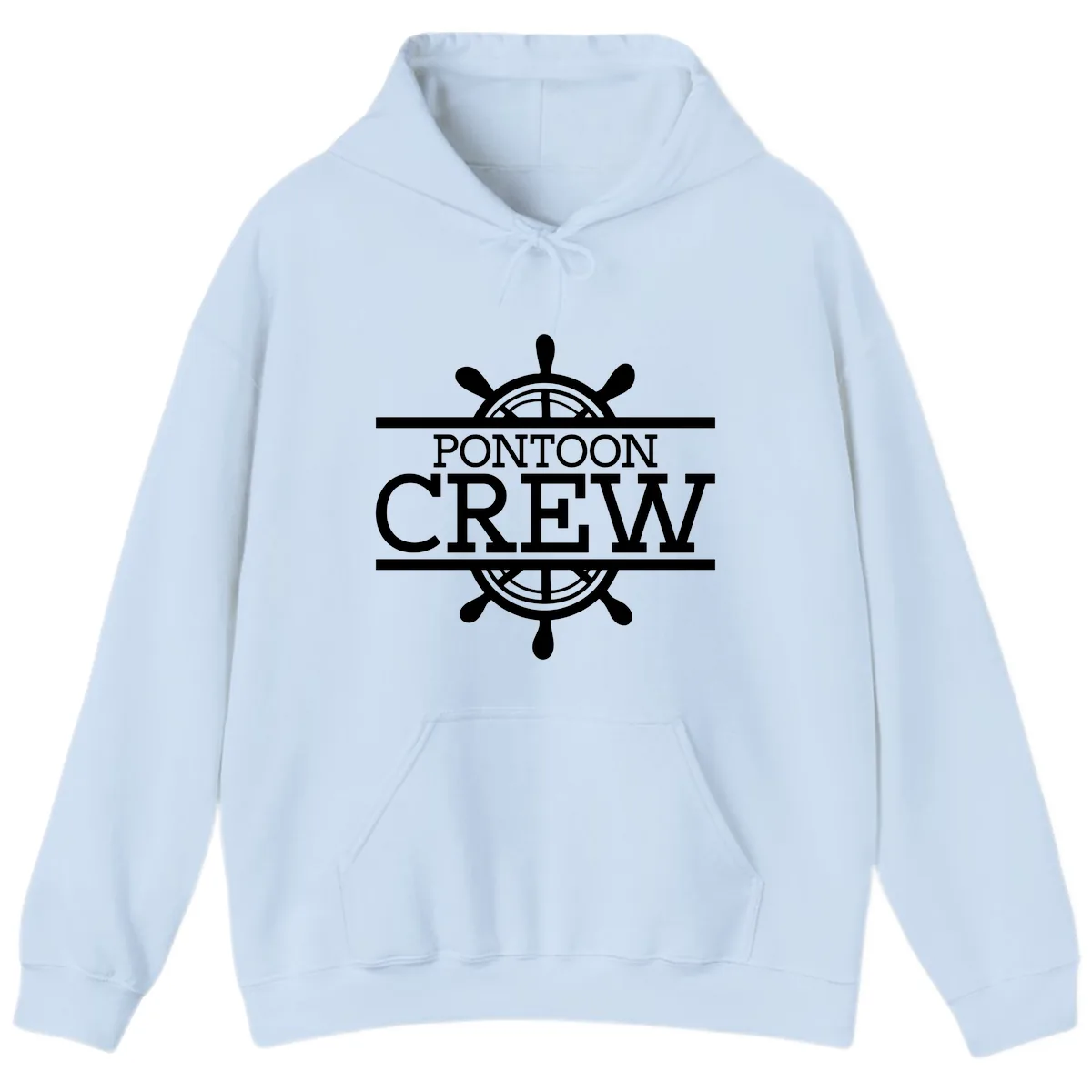 Pontoon Crew Nautical Helm Design Hoodie in Light Blue